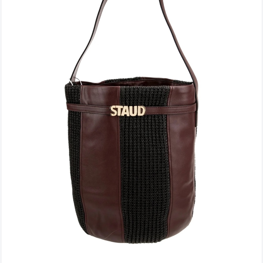 Staud Large Cabana Raffia Tote in Mahogany Black